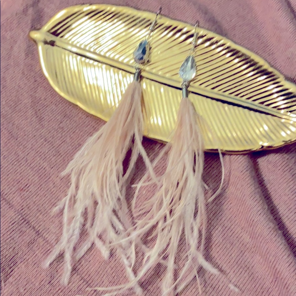 Light pink Feather fishhook earrings
